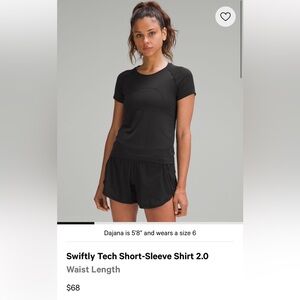 Lululemon Swiftly Tech Short-Sleeve Shirt 2.0 Waist Length